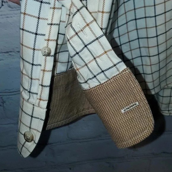 Cutter Buck Mens XXL Button Down Cotton Cashmere Blend Brown Plaid Dress Shirt - Picture 3 of 10